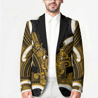 Kowhai Aotearoa Atua Tumatauenga Personalised Blazer Maori God Of War Tiki With Taiaha LT14 - Polynesian Pride