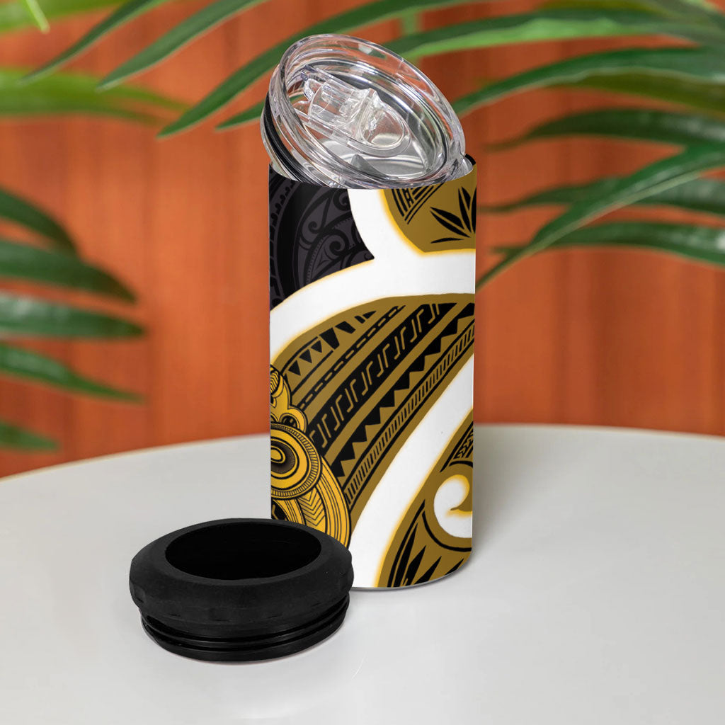 Kowhai Aotearoa Atua Tumatauenga 4 in 1 Can Cooler Tumbler Maori God Of War Tiki With Taiaha LT14 - Polynesian Pride