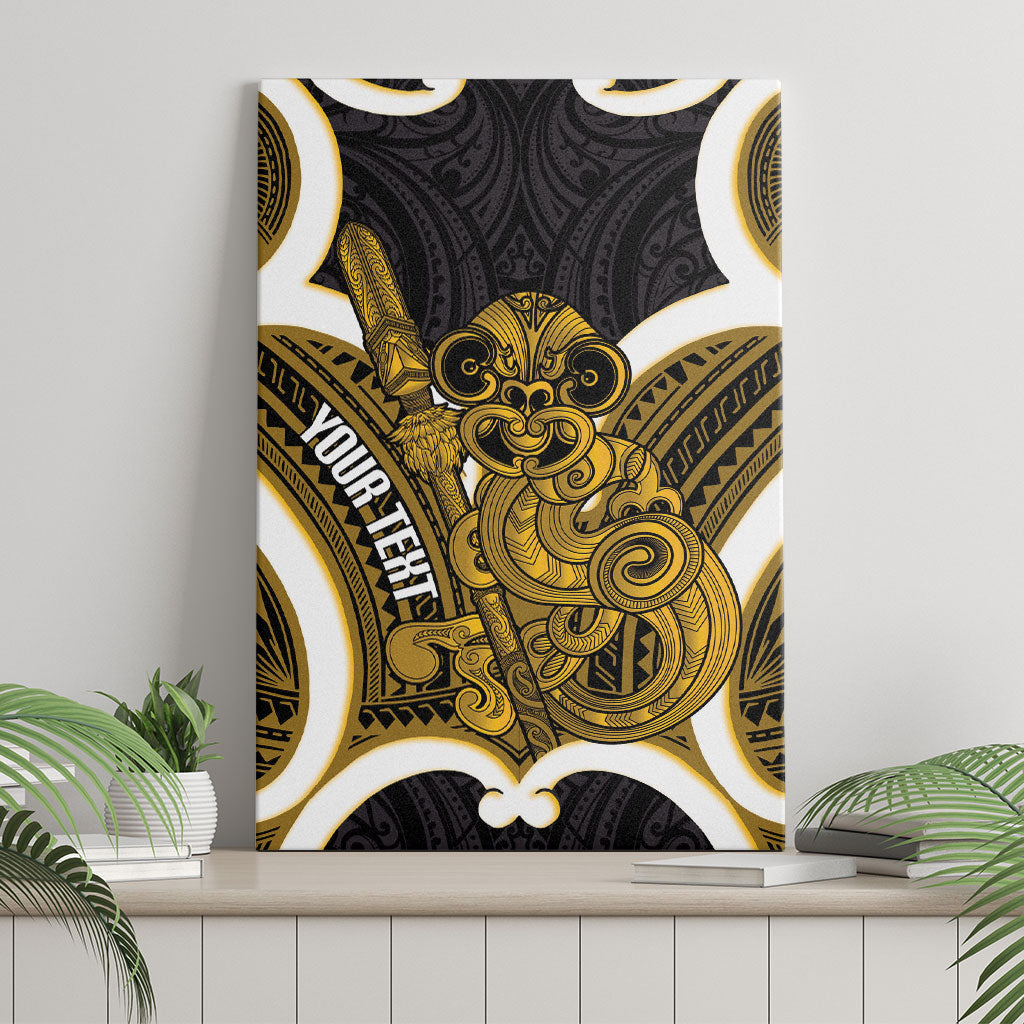 Kowhai Aotearoa Atua Tumatauenga Personalised Canvas Wall Art Maori God Of War Tiki With Taiaha