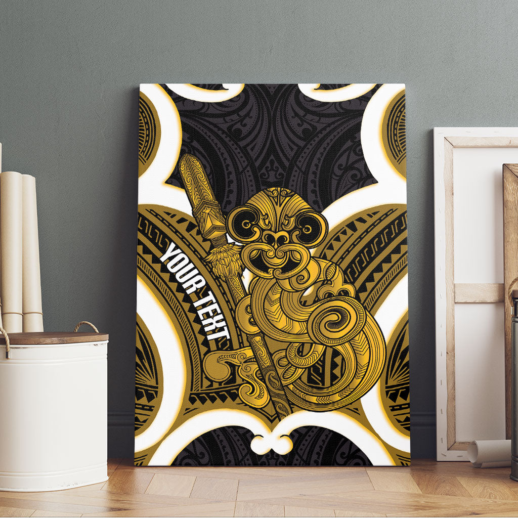 Kowhai Aotearoa Atua Tumatauenga Personalised Canvas Wall Art Maori God Of War Tiki With Taiaha