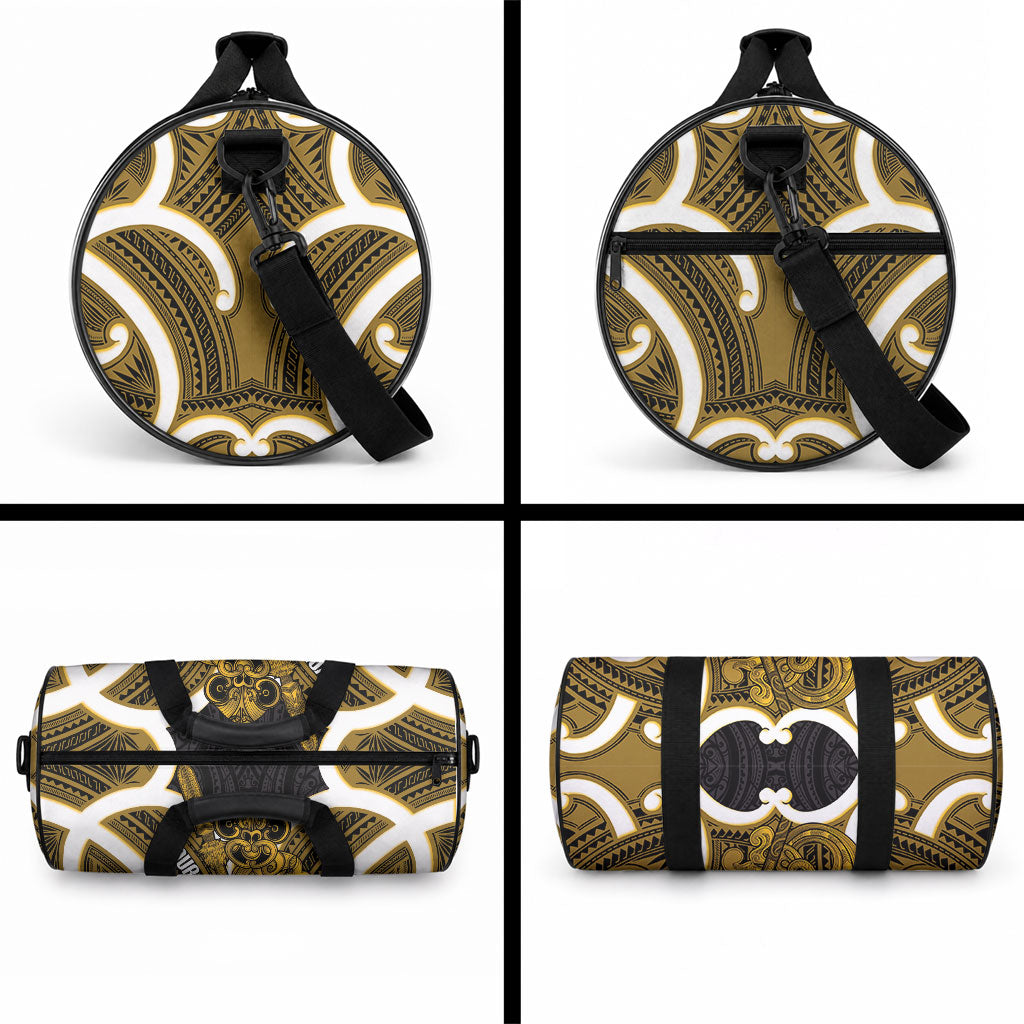 Kowhai Aotearoa Atua Tumatauenga Personalised Duffle Bag Maori God Of War Tiki With Taiaha