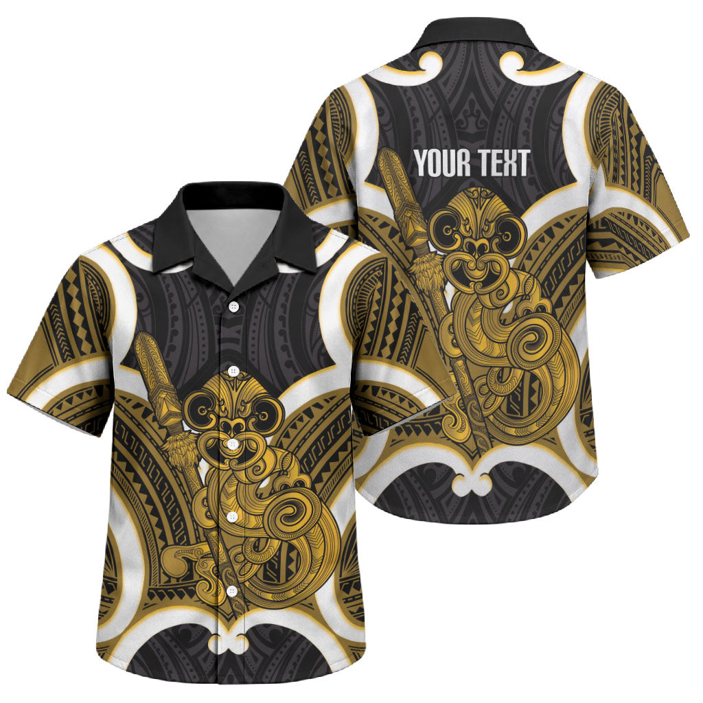 Kowhai Aotearoa Atua Tumatauenga Personalised Family Matching Long Sleeve Bodycon Dress and Hawaiian Shirt Maori God Of War Tiki With Taiaha LT14 Son's Shirt Yellow - Polynesian Pride