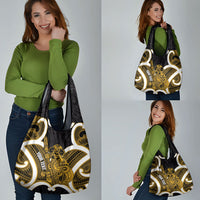 Kowhai Aotearoa Atua Tumatauenga Personalised Grocery Bag Maori God Of War Tiki With Taiaha LT14 - Polynesian Pride