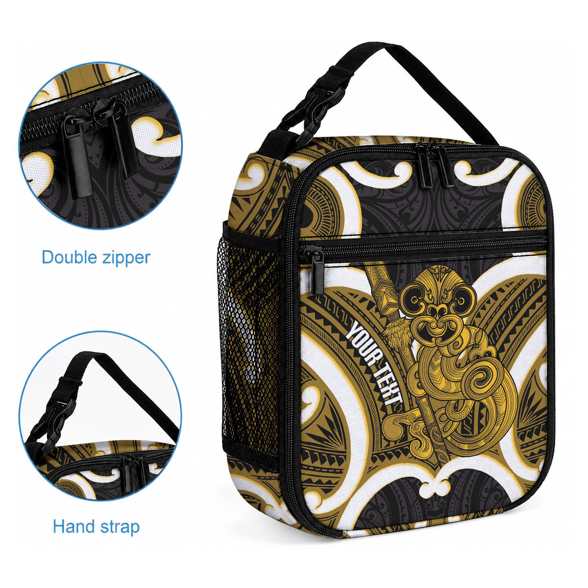 Kowhai Aotearoa Atua Tumatauenga Personalised Lunch Bag Maori God Of War Tiki With Taiaha