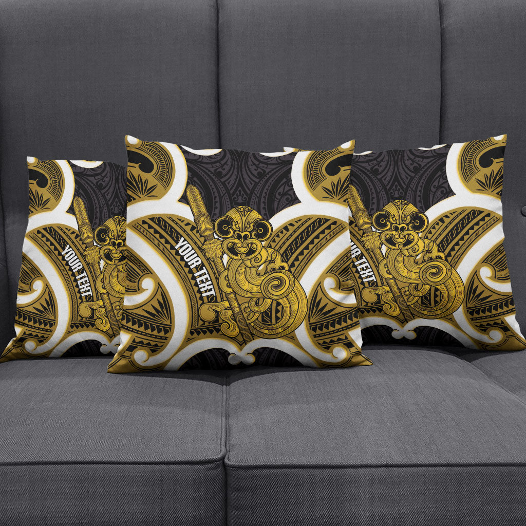 Kowhai Aotearoa Atua Tumatauenga Personalised Pillow Cover Maori God Of War Tiki With Taiaha LT14 - Polynesian Pride