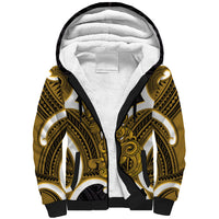 Kowhai Aotearoa Atua Tumatauenga Personalised Sherpa Hoodie Maori God Of War Tiki With Taiaha LT14 Unisex Yellow - Polynesian Pride