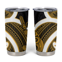 Kowhai Aotearoa Atua Tumatauenga Tumbler Cup Maori God Of War Tiki With Taiaha LT14 Yellow - Polynesian Pride
