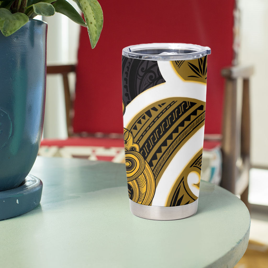 Kowhai Aotearoa Atua Tumatauenga Tumbler Cup Maori God Of War Tiki With Taiaha LT14 - Polynesian Pride