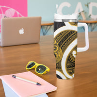 Kowhai Aotearoa Atua Tumatauenga Tumbler With Handle Maori God Of War Tiki With Taiaha LT14 - Polynesian Pride