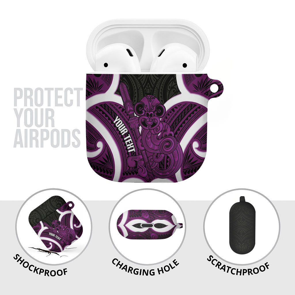 Waiporoporo Aotearoa Atua Tumatauenga Personalised AirPods Case Maori God Of War Tiki With Taiaha LT14 - Polynesian Pride