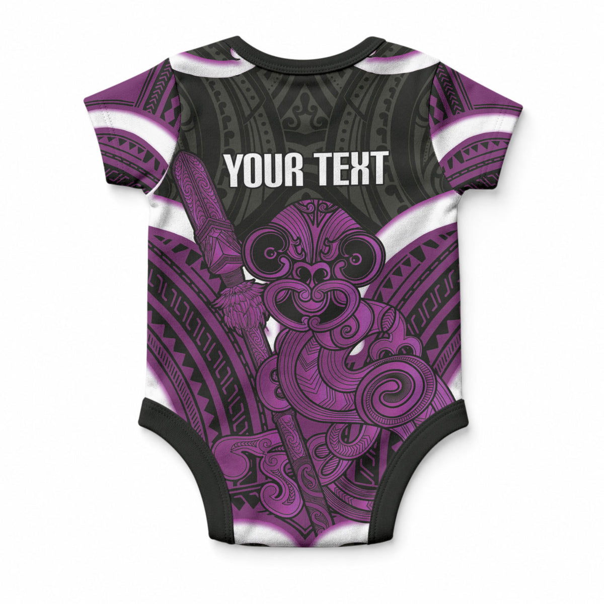 Waiporoporo Aotearoa Atua Tumatauenga Personalised Baby Onesie Maori God Of War Tiki With Taiaha