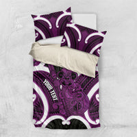 Waiporoporo Aotearoa Atua Tumatauenga Personalised Bedding Set Maori God Of War Tiki With Taiaha LT14 US Twin 172cm x 218cm Purple - Polynesian Pride