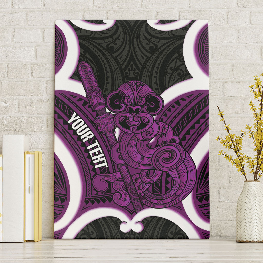 Waiporoporo Aotearoa Atua Tumatauenga Personalised Canvas Wall Art Maori God Of War Tiki With Taiaha LT14 Without Frame Purple - Polynesian Pride