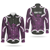 Waiporoporo Aotearoa Atua Tumatauenga Personalised Couples Matching Short Sleeve Bodycon Dress and Long Sleeve Button Shirt Maori God Of War Tiki With Taiaha LT14 - Polynesian Pride