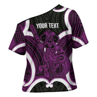 Waiporoporo Aotearoa Atua Tumatauenga Personalised Cross Shoulder Shirt Maori God Of War Tiki With Taiaha LT14 - Polynesian Pride