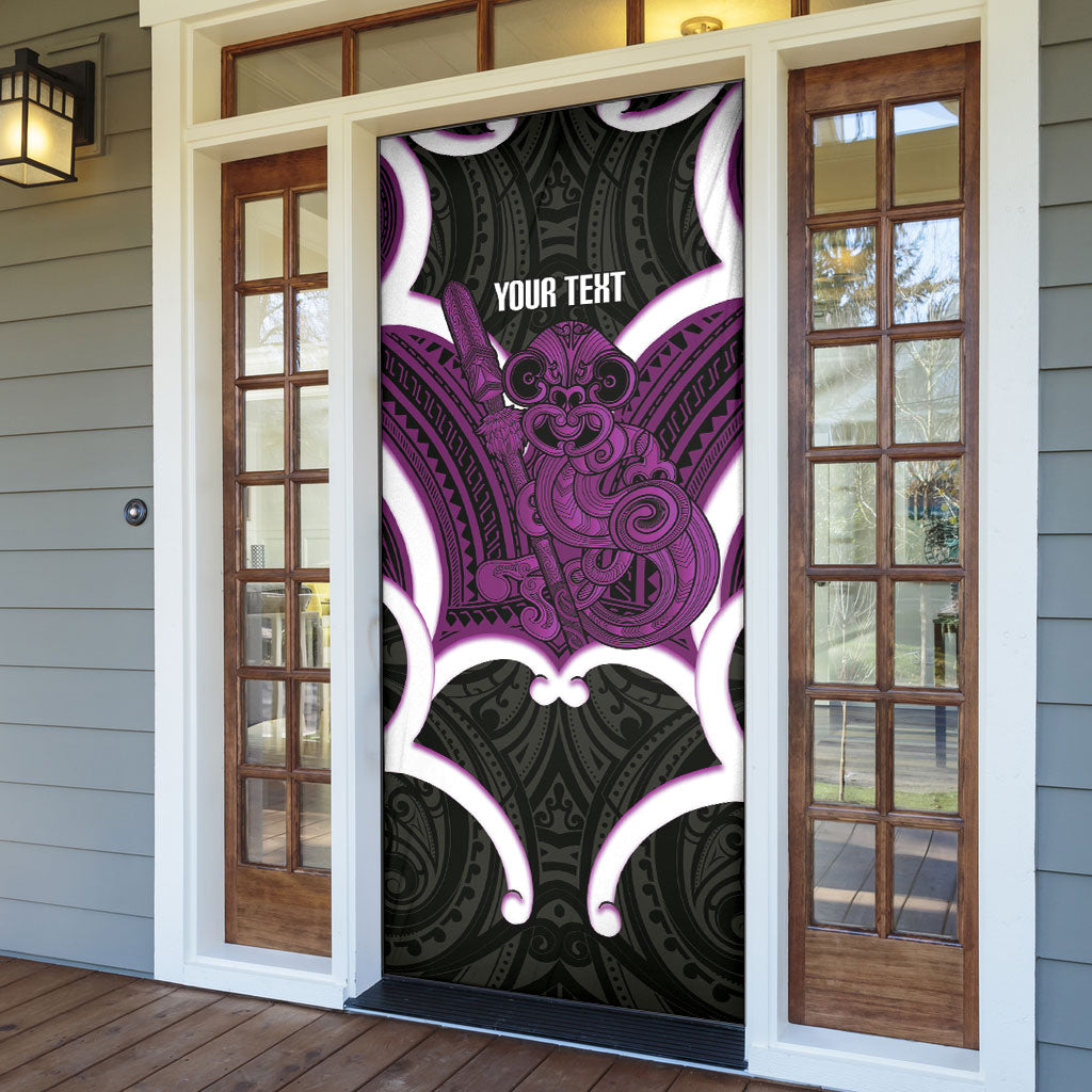 Waiporoporo Aotearoa Atua Tumatauenga Personalised Door Cover Maori God Of War Tiki With Taiaha LT14 - Polynesian Pride