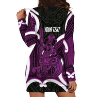 Waiporoporo Aotearoa Atua Tumatauenga Personalised Hoodie Dress Maori God Of War Tiki With Taiaha LT14 - Polynesian Pride