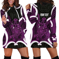 Waiporoporo Aotearoa Atua Tumatauenga Personalised Hoodie Dress Maori God Of War Tiki With Taiaha LT14 - Polynesian Pride