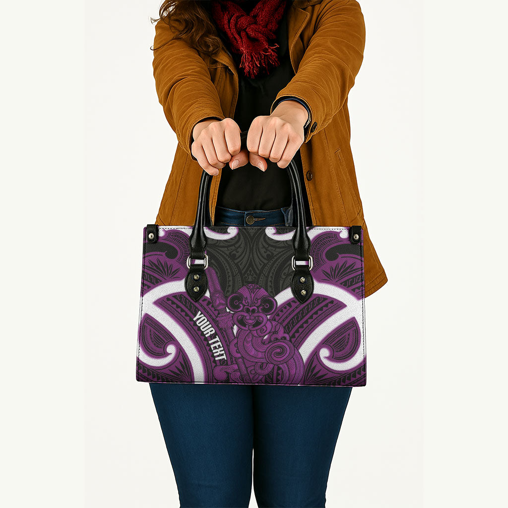 Waiporoporo Aotearoa Atua Tumatauenga Personalised Leather Bag Maori God Of War Tiki With Taiaha LT14 - Polynesian Pride