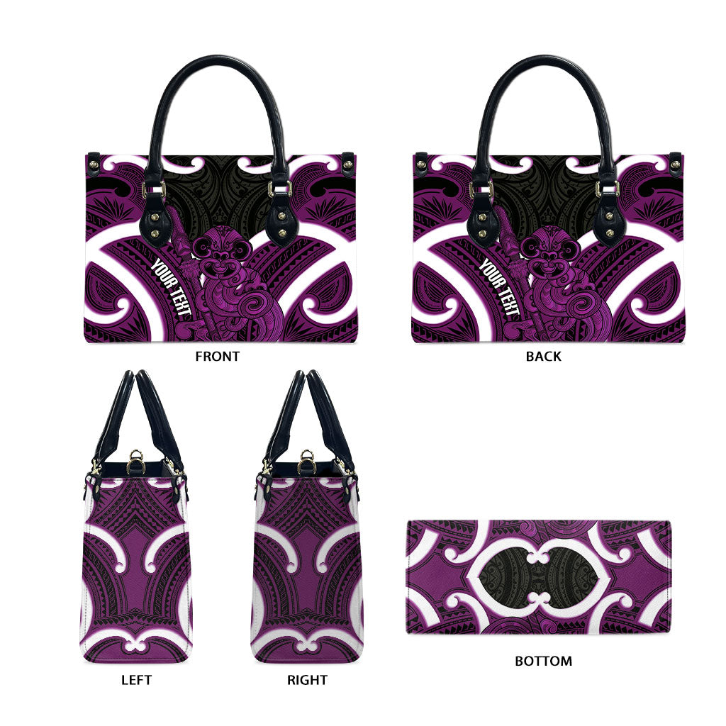 Waiporoporo Aotearoa Atua Tumatauenga Personalised Leather Bag Maori God Of War Tiki With Taiaha LT14 - Polynesian Pride