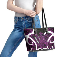 Waiporoporo Aotearoa Atua Tumatauenga Personalised Leather Tote Bag Maori God Of War Tiki With Taiaha LT14 - Polynesian Pride