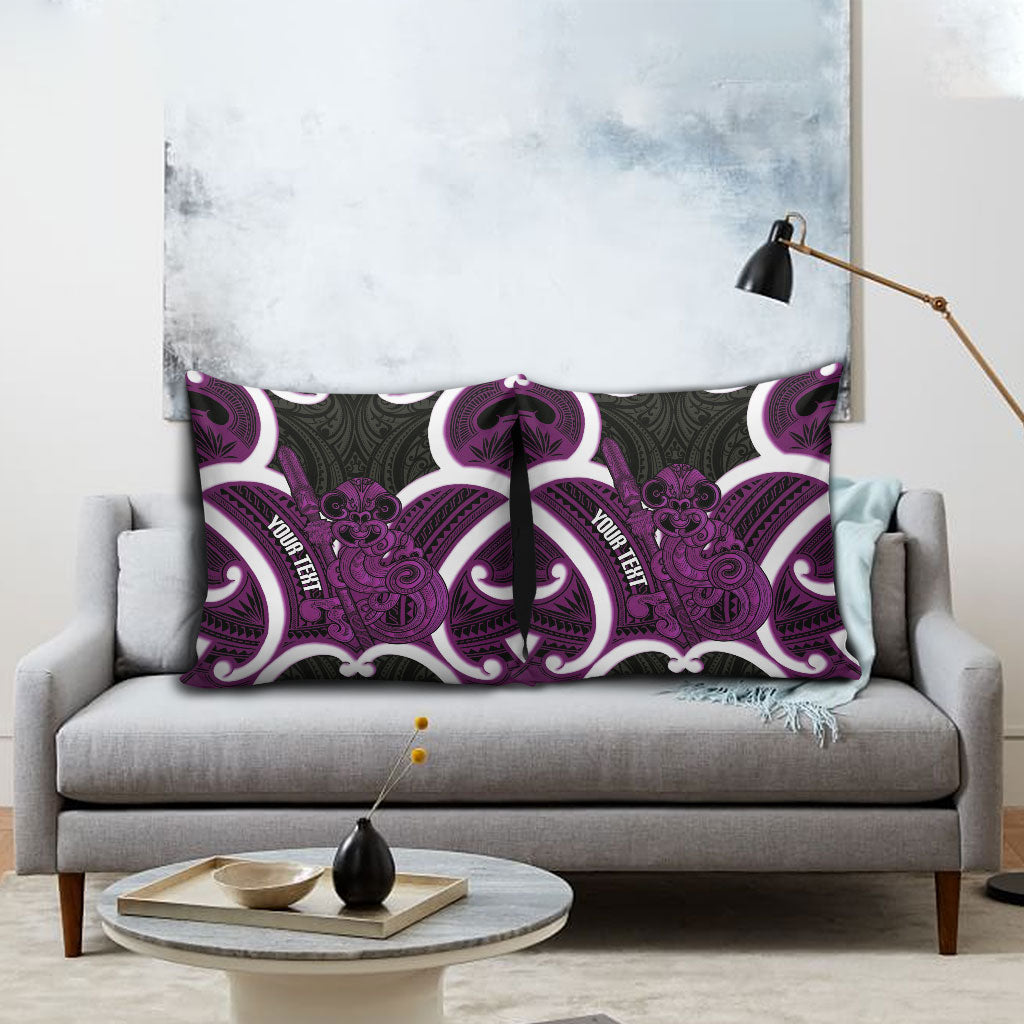 Waiporoporo Aotearoa Atua Tumatauenga Personalised Pillow Cover Maori God Of War Tiki With Taiaha LT14 - Polynesian Pride