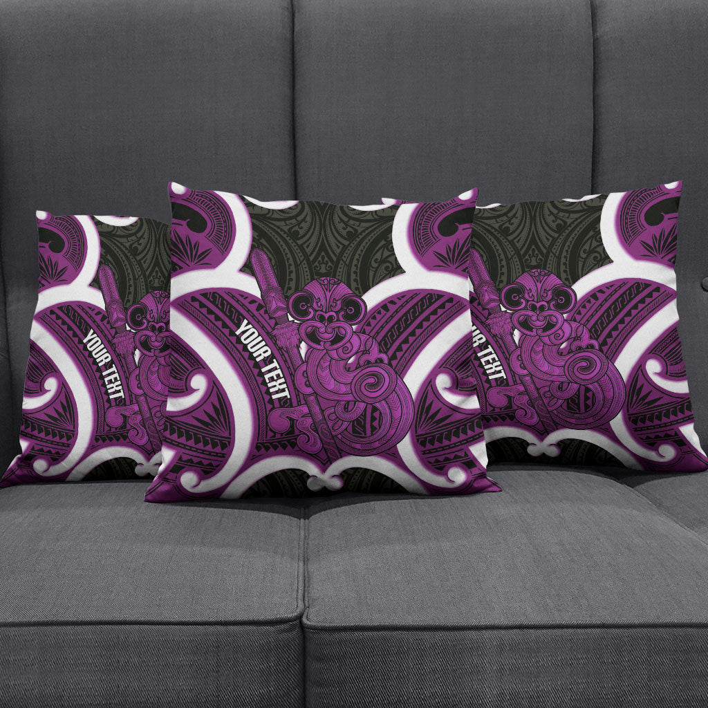 Waiporoporo Aotearoa Atua Tumatauenga Personalised Pillow Cover Maori God Of War Tiki With Taiaha LT14 - Polynesian Pride