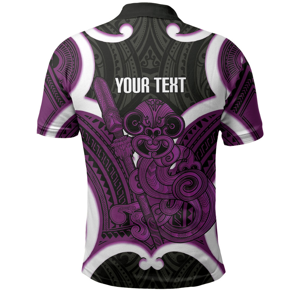Waiporoporo Aotearoa Atua Tumatauenga Personalised Polo Shirt Maori God Of War Tiki With Taiaha LT14 - Polynesian Pride