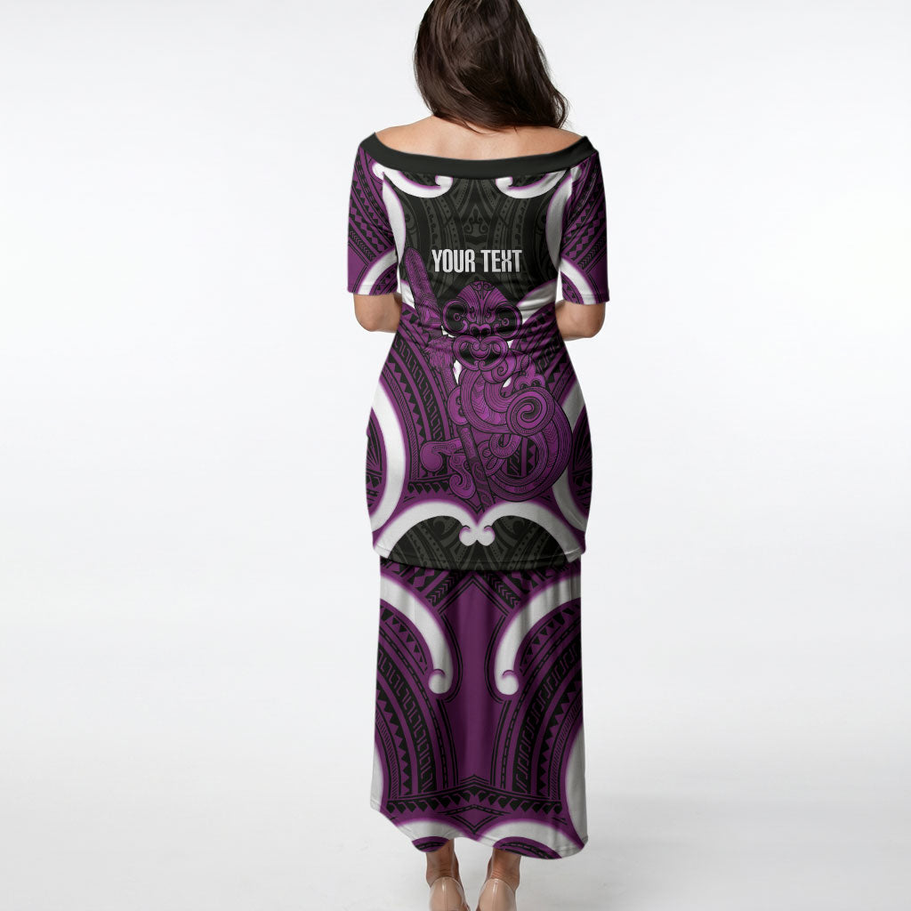 Waiporoporo Aotearoa Atua Tumatauenga Personalised Puletasi Maori God Of War Tiki With Taiaha LT14 - Polynesian Pride