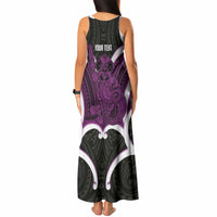 Waiporoporo Aotearoa Atua Tumatauenga Personalised Tank Maxi Dress Maori God Of War Tiki With Taiaha LT14 - Polynesian Pride