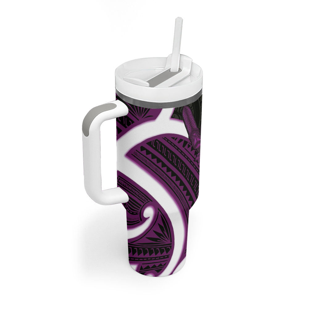 Waiporoporo Aotearoa Atua Tumatauenga Tumbler With Handle Maori God Of War Tiki With Taiaha LT14 - Polynesian Pride