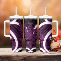 Waiporoporo Aotearoa Atua Tumatauenga Tumbler With Handle Maori God Of War Tiki With Taiaha LT14 - Polynesian Pride