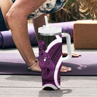 Waiporoporo Aotearoa Atua Tumatauenga Tumbler With Handle Maori God Of War Tiki With Taiaha LT14 - Polynesian Pride