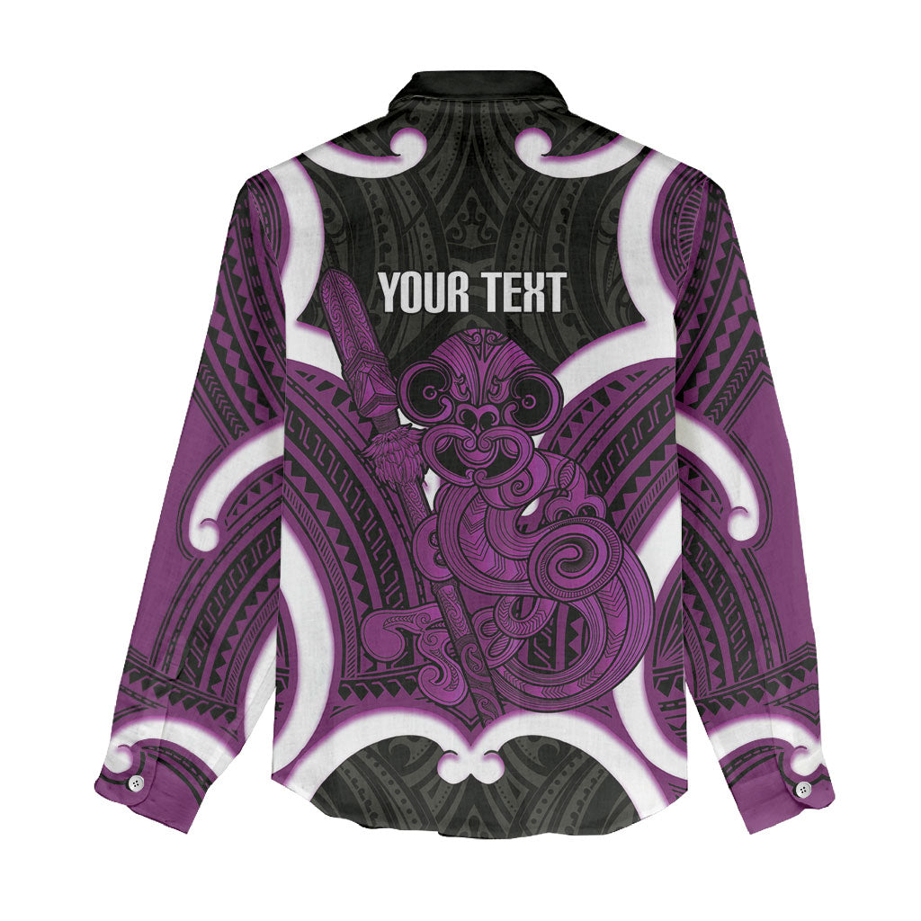 Waiporoporo Aotearoa Atua Tumatauenga Personalised Women Casual Shirt Maori God Of War Tiki With Taiaha LT14 - Polynesian Pride