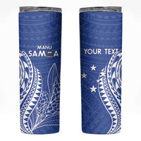 Custom Manu Samoa Rugby 2024 Skinny Tumbler Go Champions Samoan Tattoo LT14 Blue - Polynesian Pride
