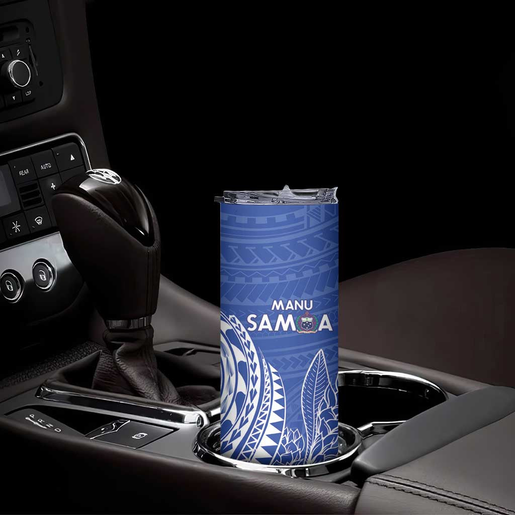 Custom Manu Samoa Rugby 2024 Skinny Tumbler Go Champions Samoan Tattoo LT14 - Polynesian Pride