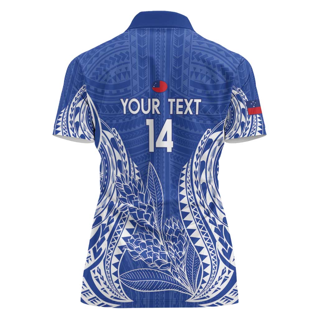 Custom Manu Samoa Rugby 2024 Women Polo Shirt Go Champions Samoan Tattoo