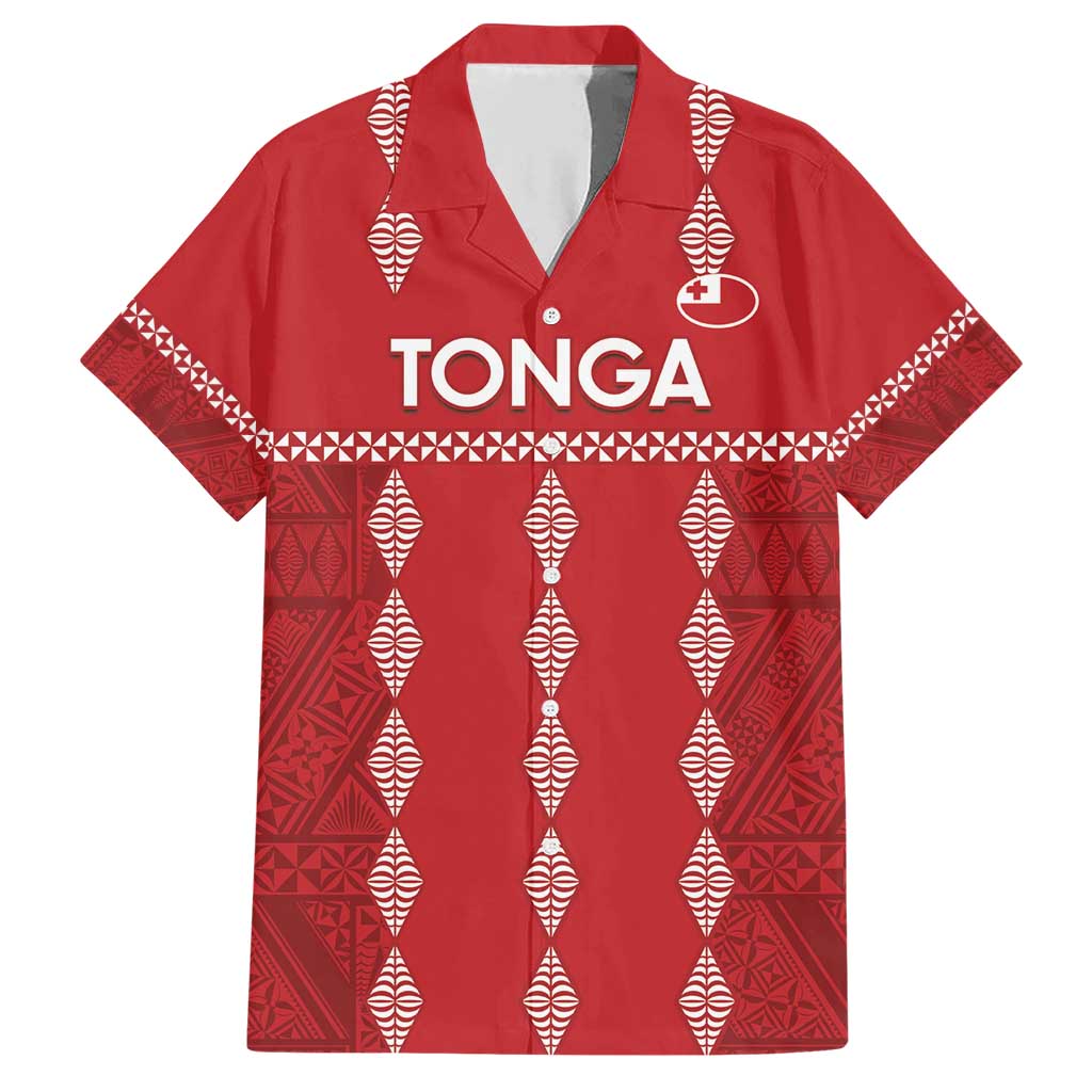 Custom Tonga Rugby 2024 Family Matching Short Sleeve Bodycon Dress and Hawaiian Shirt Go Champions Ikale Tahi Ngatu Pattern