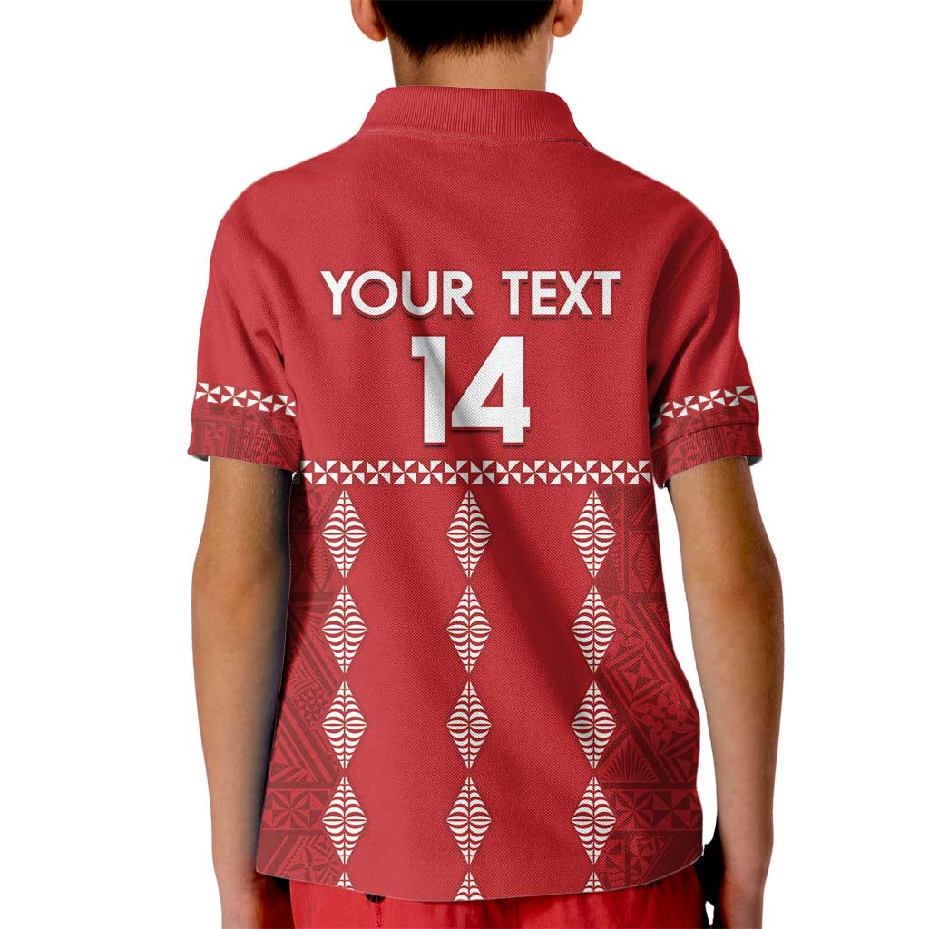 Custom Tonga Rugby 2024 Kid Polo Shirt Go Champions Ikale Tahi Ngatu Pattern