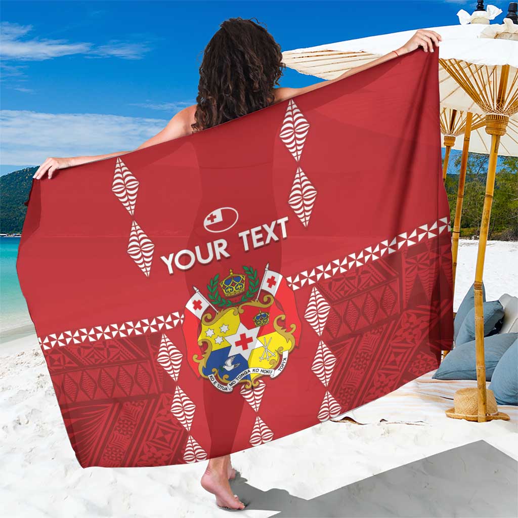 Custom Tonga Rugby 2024 Sarong Go Champions Ikale Tahi Ngatu Pattern LT14 One Size 44 x 66 inches Red - Polynesian Pride