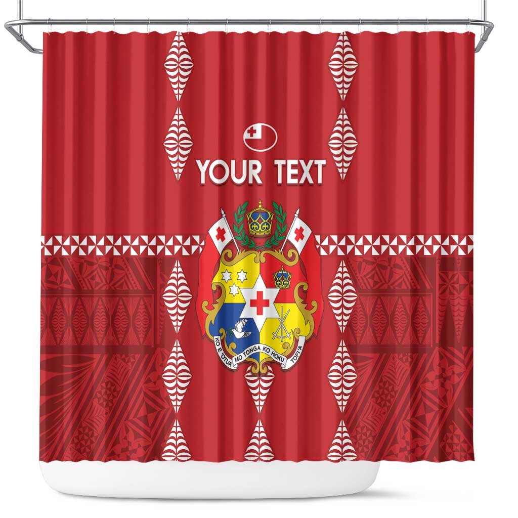 Custom Tonga Rugby 2024 Shower Curtain Go Champions Ikale Tahi Ngatu Pattern LT14 Red - Polynesian Pride