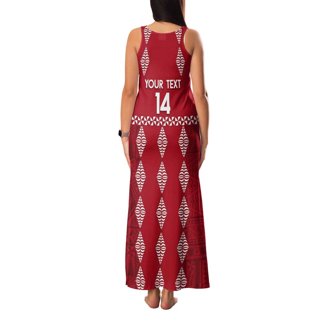 Custom Tonga Rugby 2024 Tank Maxi Dress Go Champions Ikale Tahi Ngatu Pattern