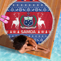Personalised Samoa Christmas Beach Blanket Samoan Coat Of Arms Manuia Le Kirisimas LT14 - Wonder Print Shop