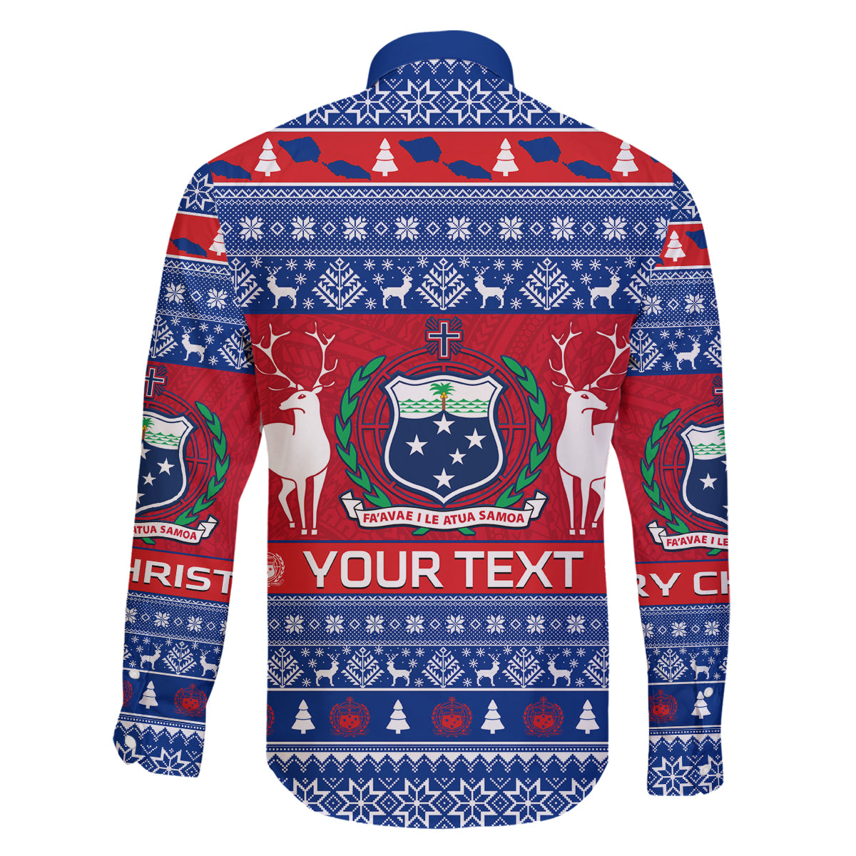 Personalised Samoa Christmas Family Matching Off Shoulder Long Sleeve Dress and Hawaiian Shirt Samoan Coat Of Arms Manuia Le Kirisimas LT14 - Polynesian Pride