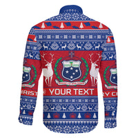 Personalised Samoa Christmas Family Matching Off Shoulder Maxi Dress and Hawaiian Shirt Samoan Coat Of Arms Manuia Le Kirisimas LT14 - Polynesian Pride