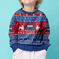 Personalised Samoa Christmas Kid Ugly Christmas Sweater Samoan Coat Of Arms Manuia Le Kirisimas LT14 - Polynesian Pride