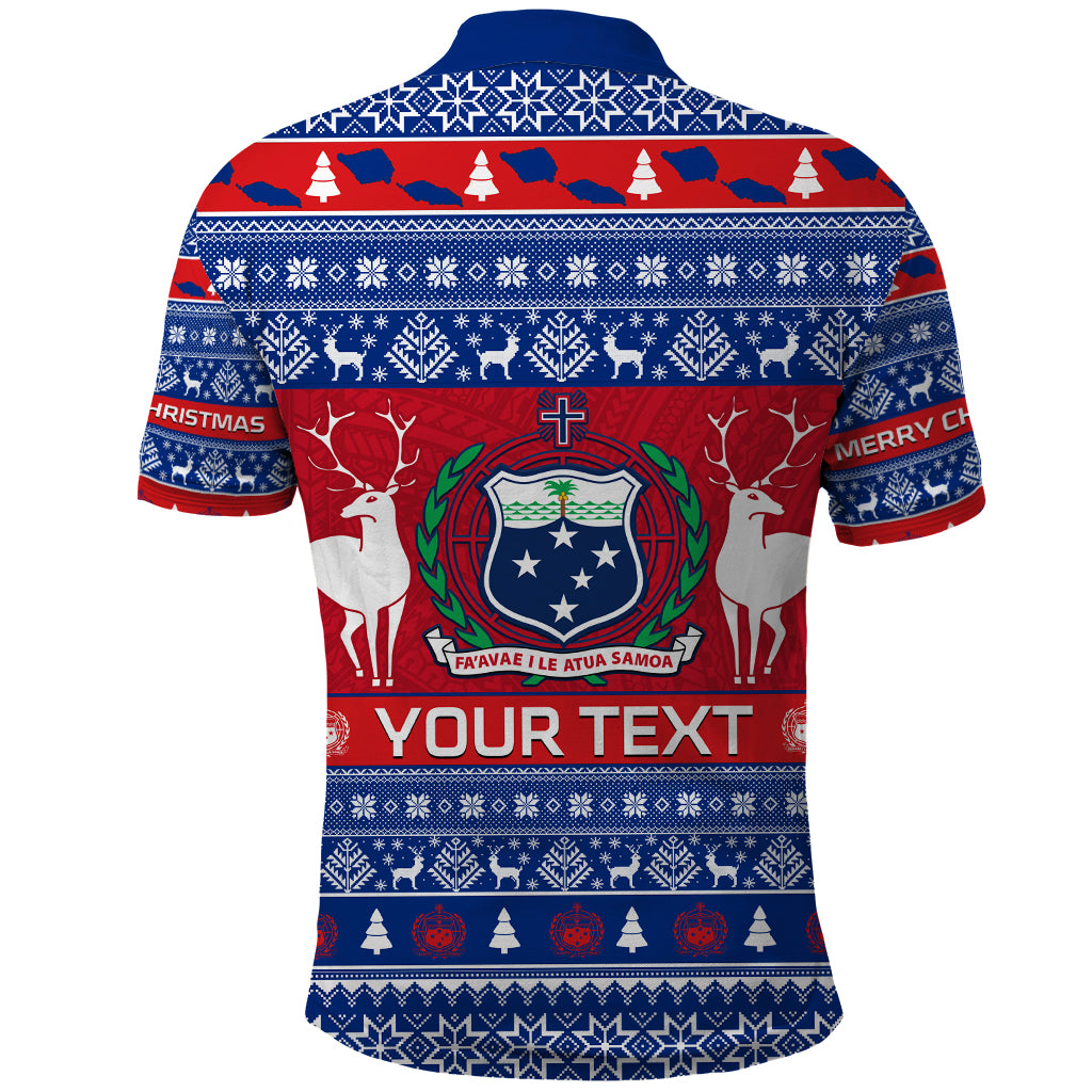 Personalised Samoa Christmas Polo Shirt Samoan Coat Of Arms Manuia Le Kirisimas LT14 - Polynesian Pride