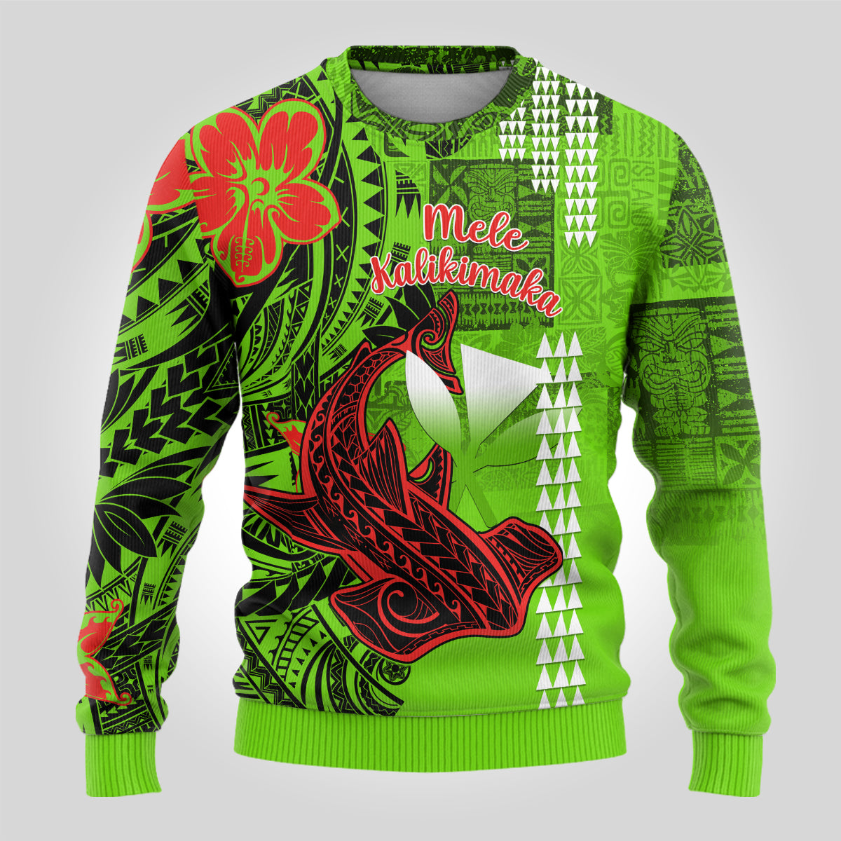 Personalised Hawaii Christmas Ugly Christmas Sweater Mele Kalikimaka Kakau Polynesian Shark Tattoo LT14 - Polynesian Pride