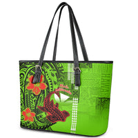 Personalised Hawaii Christmas Leather Tote Bag Mele Kalikimaka Kakau Polynesian Shark Tattoo LT14 - Polynesian Pride