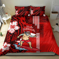 Personalised Hawaii Christmas Bedding Set Mele Kalikimaka Surfing Santa Claus LT14 - Polynesian Pride